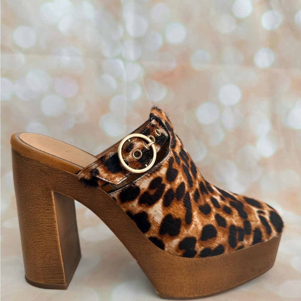 Gianni Bini Leopard Print Platform Mules